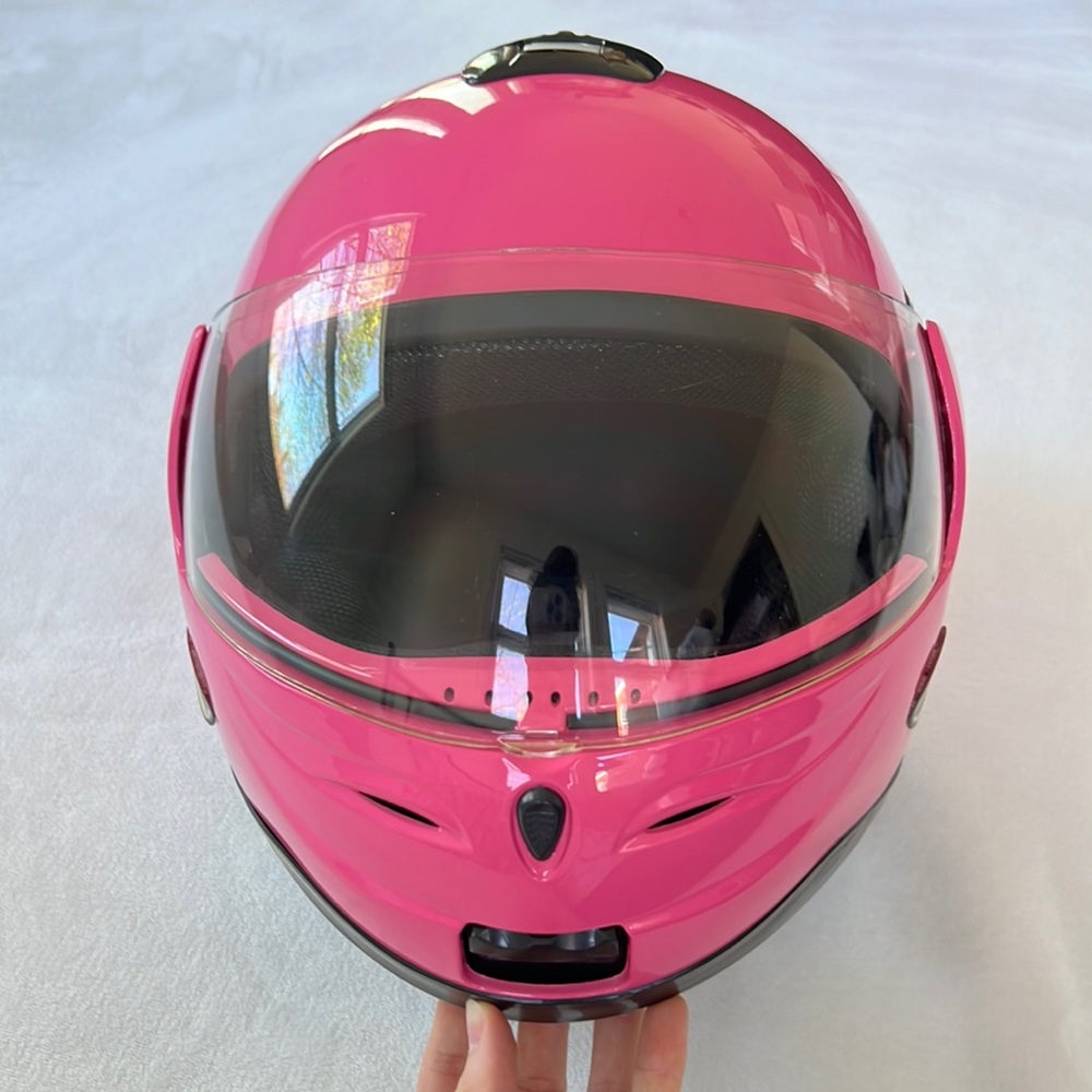 Used 1x Bubble gum pink women’s retro motorcycle full face helmet dot J L 59-60